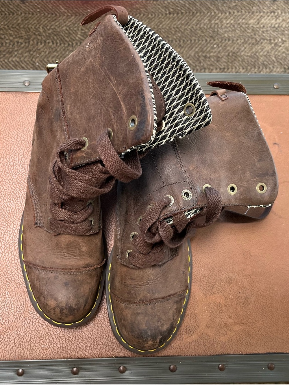 Dr. Martens 1460 Brown Leather Lace-Up Boots steel Toe size 8 women’s